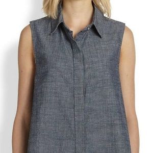 Rag & Bone Chambray Tent Sleeveless Top Blue XS